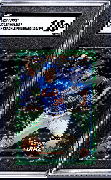 2024 Topps Series 1 Green Crackle Foilboard Edwin Diaz #120 /499 SGC 10