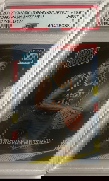 2017 Panini Donruss Optic Donovan Mitchell Red/Yellow PSA 9 Mint