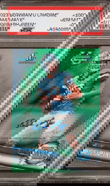 💎2023 Bowman U Chrome 1st Drake Maye Green Auto /99 PSA 10