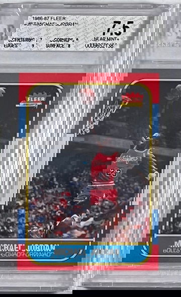 1986 FLEER MICHAEL JORDAN ROOKIE CARD #57 BGS 7.5 NM+ with MINT 9 CORNERS AND EDGES