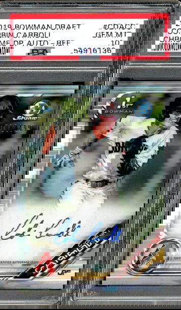 Corbin Carroll 2019 1st Bowman Chrome Auto Refractor RC #308/499 PSA 10