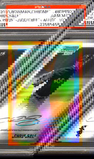 2010 Bowman Chrome Draft Picks & Prospects Chris Sale SP GOLD Refractor Auto RC /50, PSA 10!