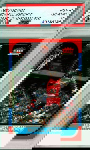 1996 ULTRA MICHAEL JORDAN #U-4 DECADE OF EXCELLENCE HOF BULLS PSA 10 GEM MT