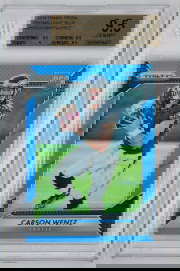 2016 Panini Prizm Prizms Light Blue /199 Carson Wentz Light Blue BGS 9.5