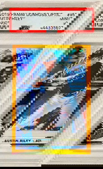 Austin Riley 2019 Panini Donruss Optic Orange Refractor Parallel Rated Rookie #/99 PSA 9 MINT Atlanta Braves 