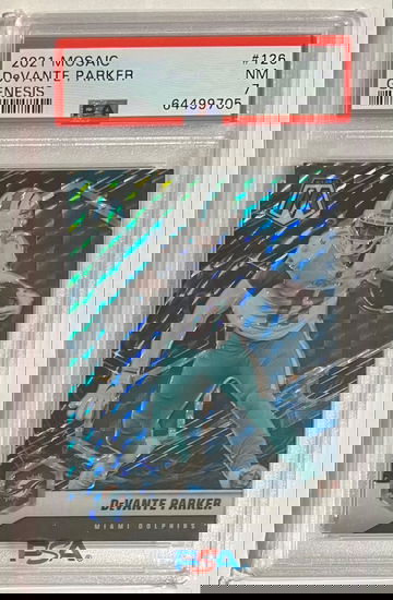 2021 Mosaic DeVante Parker GENESIS SP PSA 7 Dolphins Patriots