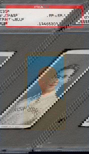 1909 T206 Piedmont Hal Chase Portrait Blue Background PSA 1