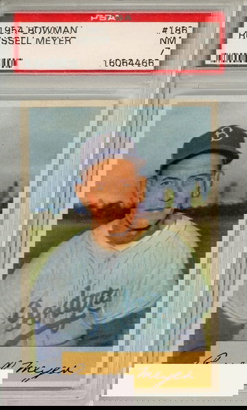 1954 BOWMAN RUSSELL MEYER #186 PSA 7 NM