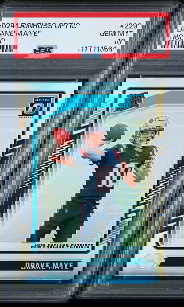 2024 DONRUSS OPTIC DRAKE MAYE #229 RATED ROOKIE HOLO PSA 10 PATRIOTS