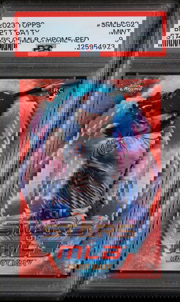 2023 Topps Stars of the MLB Chrome Stars of MLB Chrome-Red Brett Baty #SMLBC82 /75 PSA 9