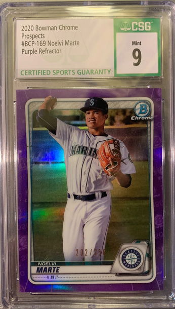 2020 Bowman Chrome Noelvi Marte Purple Refractor #/250 CSG 9 MINT