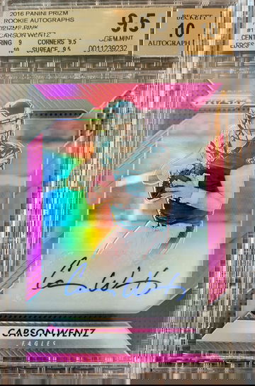 2016 Prizm Carson Wentz Rc Pink Prizm Auto BGS 9.5/10 Auto