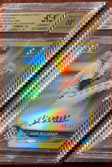 2018 Bowman Chrome Draft Gold Refractor Shane McClanahan auto /50 BGS 9.5 gem mint