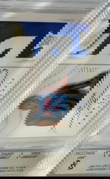 2012 National Treasures Andre Drummond True RPA on card Auto Patch /199 BGS 9/10 Auto 