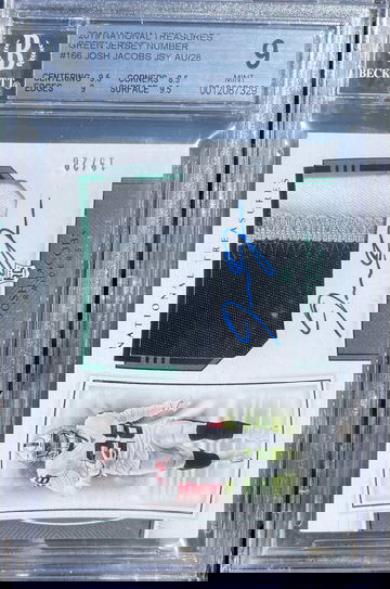 Josh Jacobs 2019 national treasures emerald Rpa rc auto Autograph Patch bgs 9 #