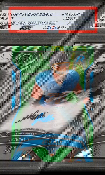 2024 Topps Resurgence Lime Green Power Surge Joe Alt #RRS-JA RC Auto /15 PSA 9