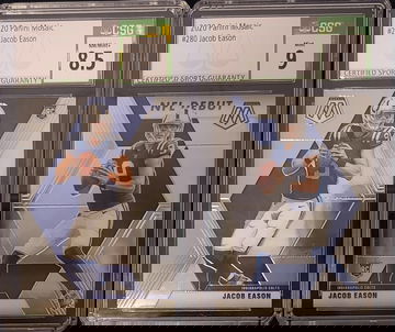 Lot Of 2 2020 Mosaic #236, #280 Jacob Eason CSG 8.5 & 9 Graded Rookie Cards