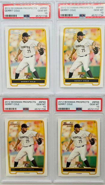 (4) 2012 Bowman Gerrit Cole PSA 10