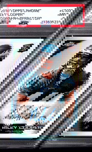 2010 Topps Chrome #C103 Riley Cooper Refractor Rookie Auto /50 PSA 9 Pop 1 Philadelphia Eagles