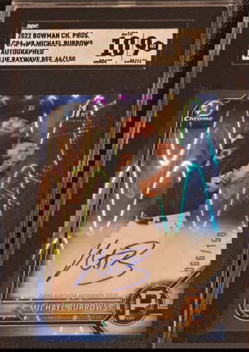 2022 Bowman Chrome 1st Michael Burrows Blue Raywave Auto SGC 9/10