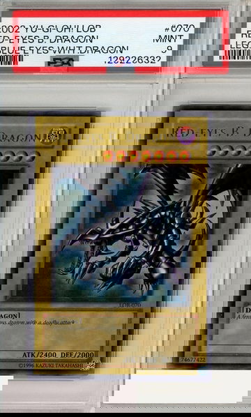 2002 YU-GI-OH! LOB WHITE DRAGON RED-EYES B DRAGON #070 LEG BL EY WHT DRG PSA 9