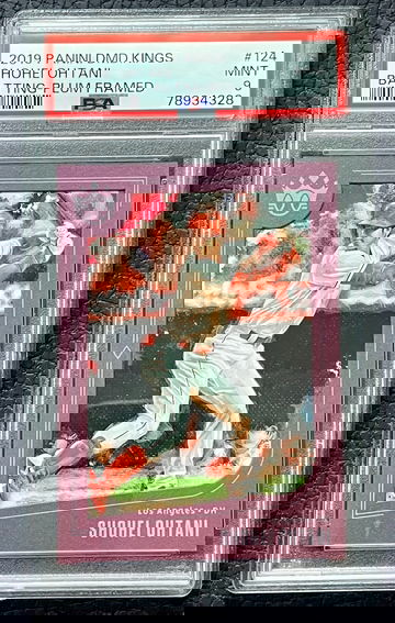 2019 Panini Diamond Kings Shohei Ohtani Batting-Plum Framed PSA 9 #124