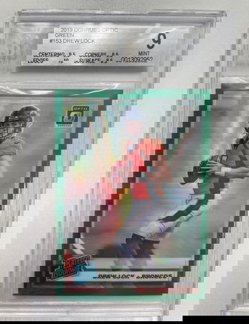 2019 optic drew lock rookie green holo 2/5 BGS 9 Mint Pop 1