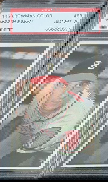 1953 Bowman Color Warren Spahn #99 PSA 8