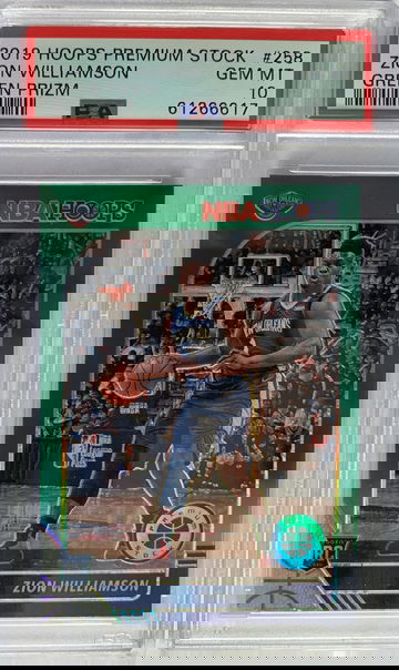 2019 Hoops Premium Stock Zion Williamson Green Prizm PSA 10 Gem MT