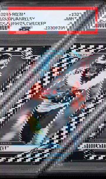 2024 Panini Prizm Black and White Checker Prizm Saquon Barkley #232 PSA 9