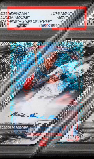 2025 Bowman Chrome Speckle Refractor Malcolm Moore #CPA-MMO Auto /299 PSA 9