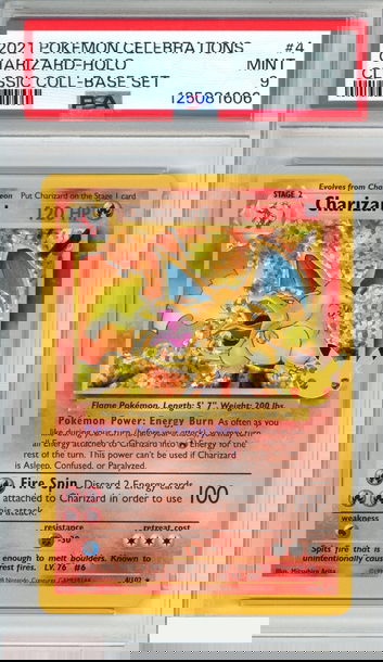 2021 POKEMON CELEBRATIONS CLASSIC COLLECTION CHARIZARD HOLO #4 BASE SET PSA 9