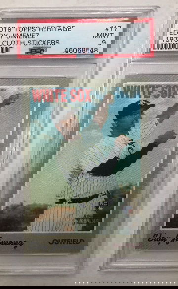 2019 Topps Heritage Eloy Jimenez Cloth 1970 Stickers PSA 9