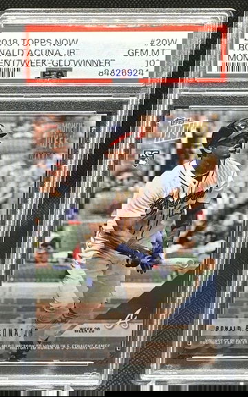 2018 TOPPS NOW MOMENT WEEK WINNER GOLD #20W RONALD ACUNA JR RC PR 781 PSA 10