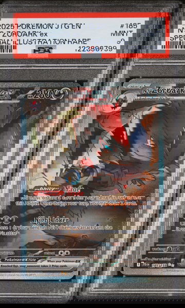 2025 Pokemon JTG #185 N's Zoroark ex Special Illustration Rare PSA 9