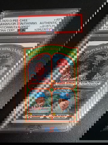 1972 o-pee-chee #93 leaders Jenkins, Carlton, downing PSA Auto 10 (Pop 1)