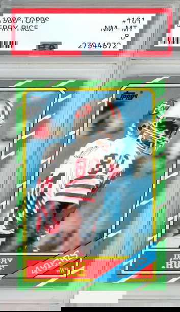 1986 TOPPS JERRY RICE #161 ROOKIE RC SAN FRANCISCO 49ERS HOF PSA 8 NM-MT