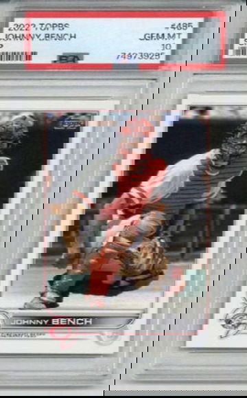 2022 TOPPS #485 JOHNNY BENCH CARD CINCINNATI REDS PSA 10 SP LOW POP