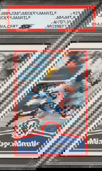 1989 MICKEY MANTLE CMC 10 Autograph PSA 8