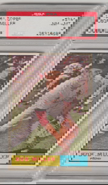 1961 Topps #314 Bob Miller PSA 8 (Near Mint-Mint)