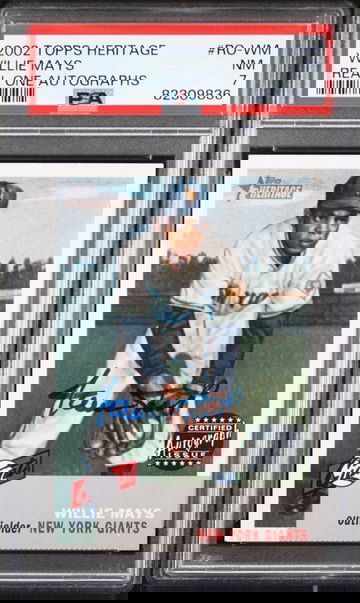 2002 Topps Heritage Real One Willie Mays #RO-WM Auto PSA 7