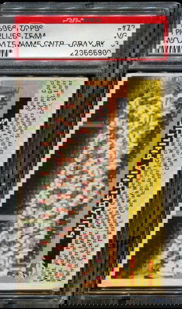 1956 Topps #72 Philadelphia Phillies PSA 3 VG  No Date, Name Center, Gray Back