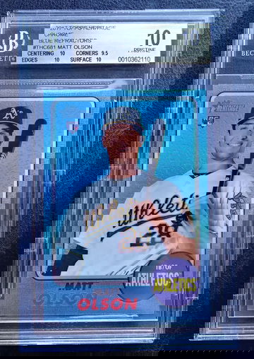 MATT OLSON 2017 TOPPS HERITAGE CHROME BLUE REFRACTOR /68 POP 1