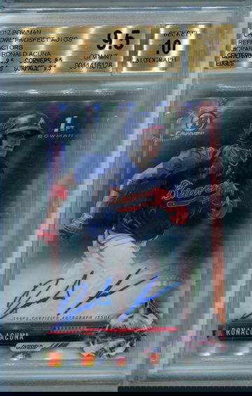 2017 Bowman Chrome Refractor /499 Ronald Acuna BGS 9.5 auto 10 true gem