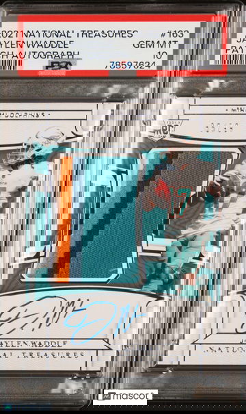 2021 National Treasures Jaylen Waddle #163 PSA 10 Rookie Auto Patch #/99 RPA