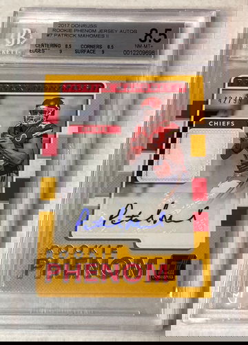 2017 Donruss Patrick Mahomes Rookie Phenom Jersey Autos /99 BGS 8.5/Auto 10