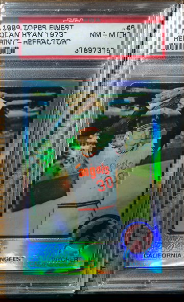 1999 Topps Finest Nolan Ryan 1973 Reprint - Reractor PSA 8