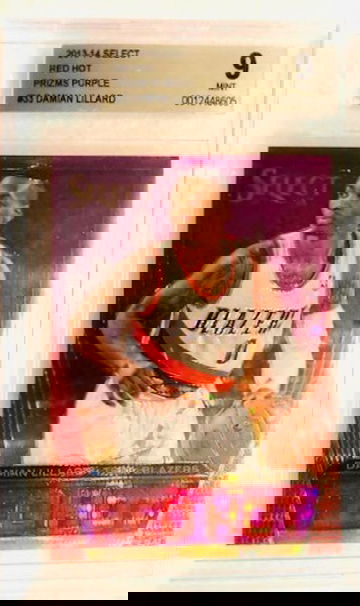2013 -14 Damian Lillard Prizms purple Red Hot Select Mint 9