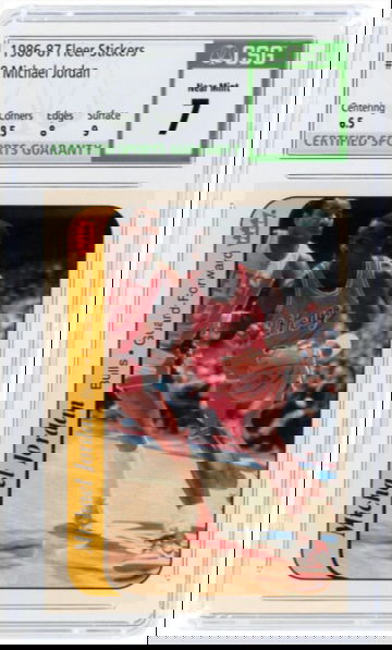 1986 Fleer Sticker #8 Michael Jordan ROOKIE CSG 7