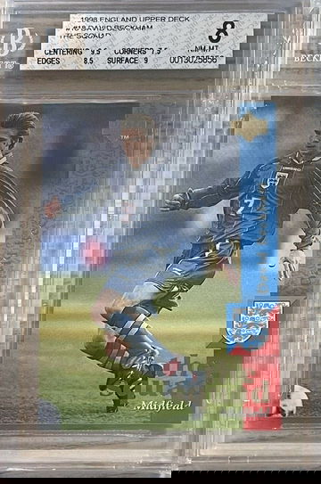 1997 Upper Deck England David Beckham The Squad ROOKIE RC #18 PSA BGS 8